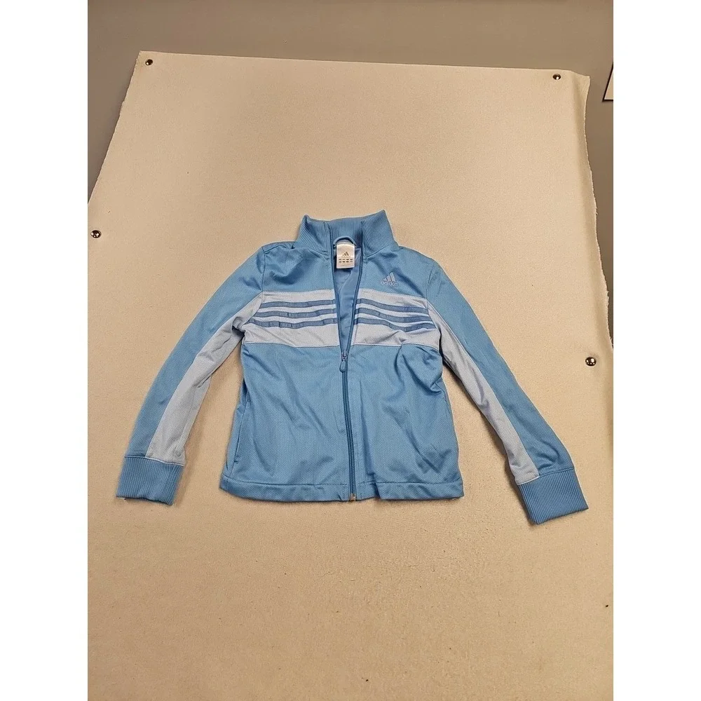 Adidas Girl's Blue  Lightweight Zip Up‎ Jacket Size 5 Long Sleeve